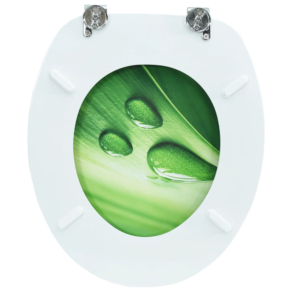 MDF Toilet Seat Lid - Green Water Drop Design