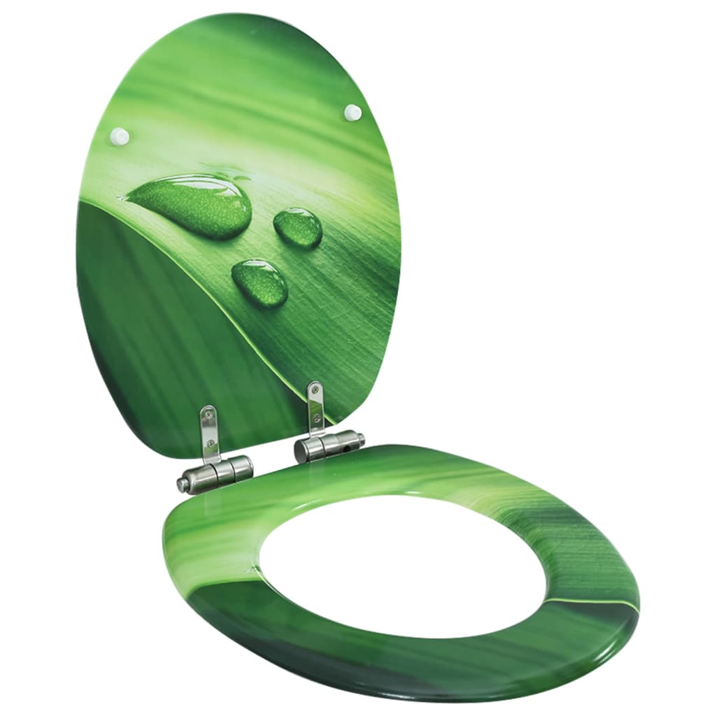 MDF Toilet Seat Lid - Green Water Drop Design