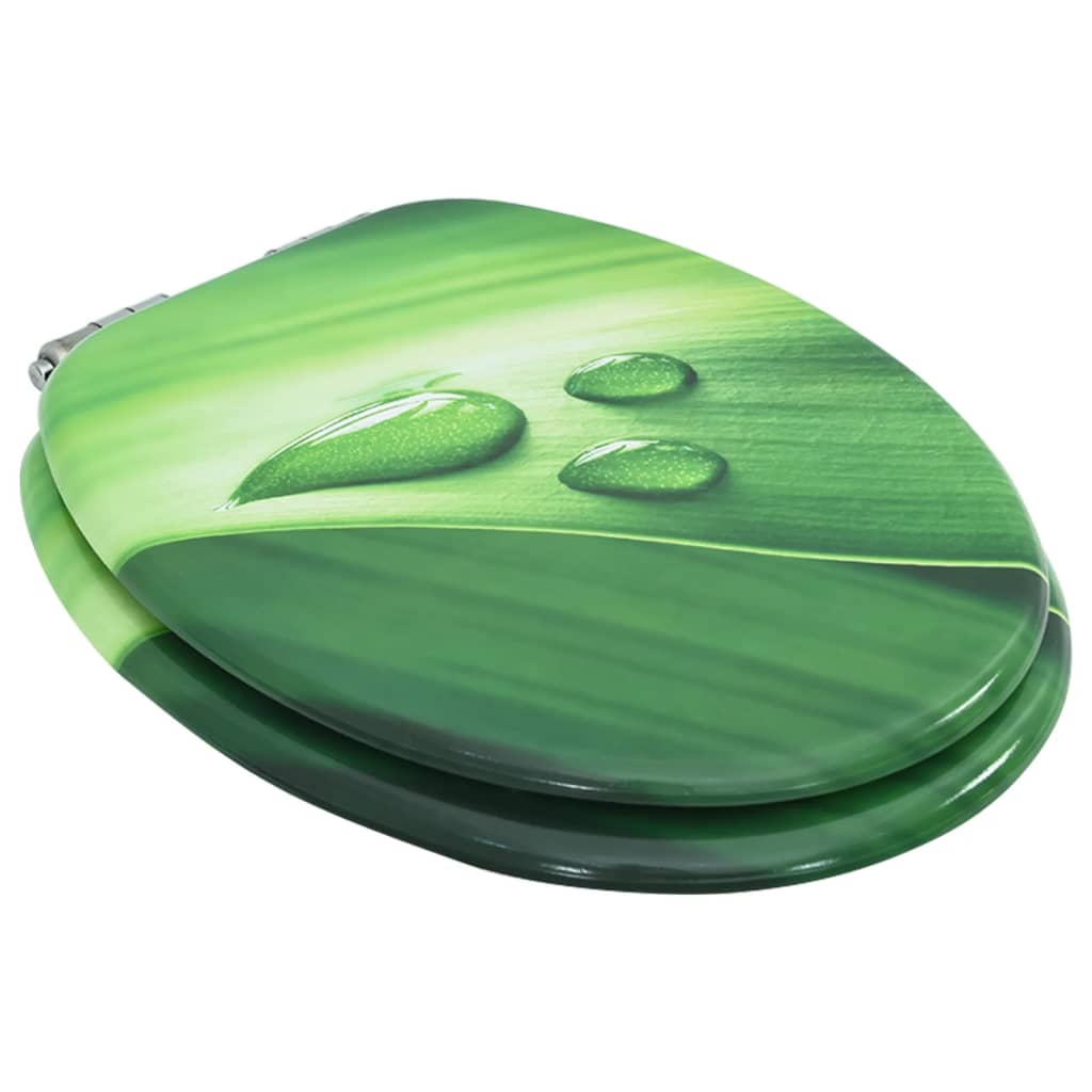 MDF Toilet Seat Lid - Green Water Drop Design