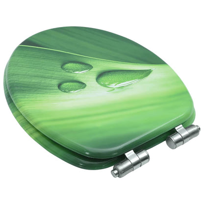 MDF Toilet Seat Lid - Green Water Drop Design