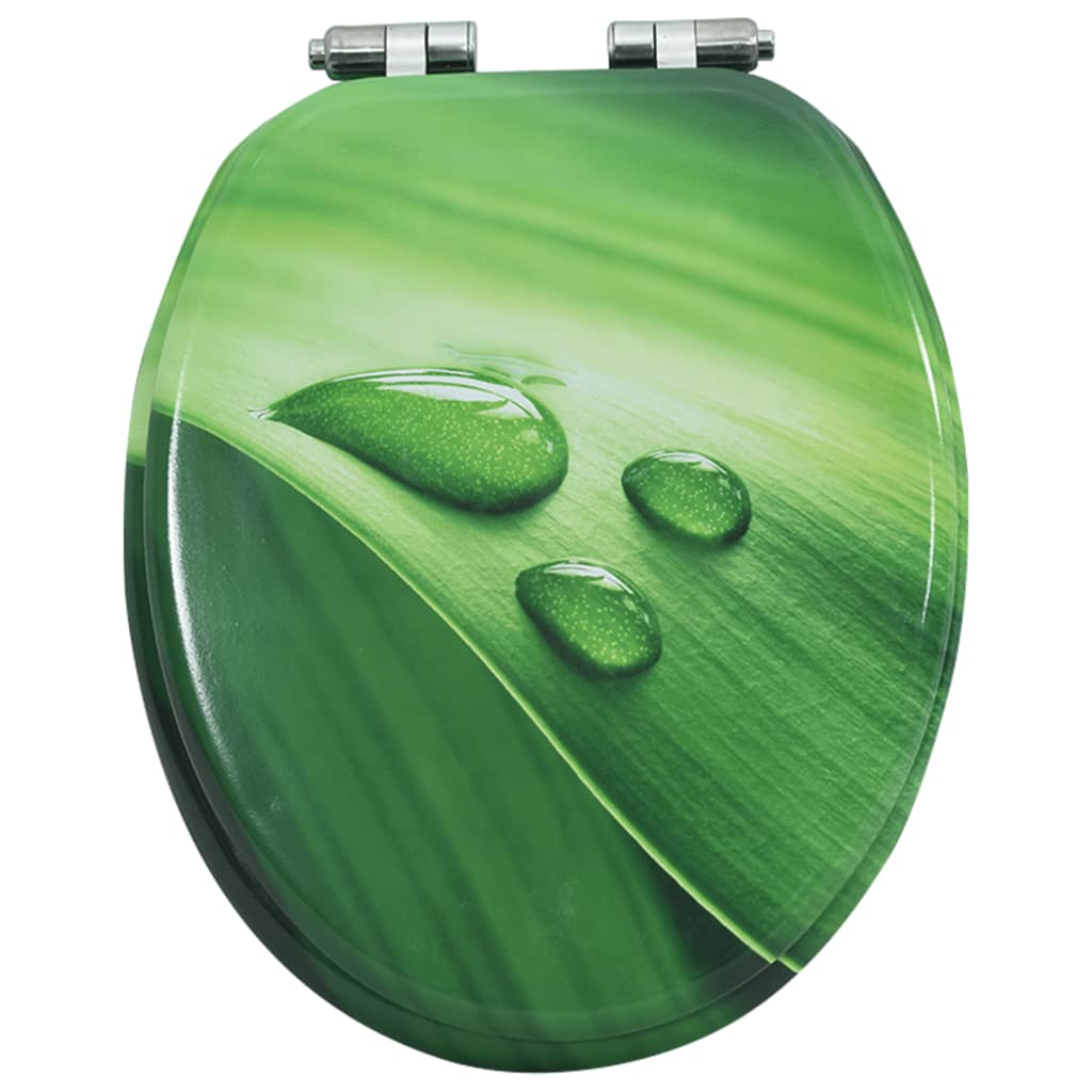 MDF Toilet Seat Lid - Green Water Drop Design