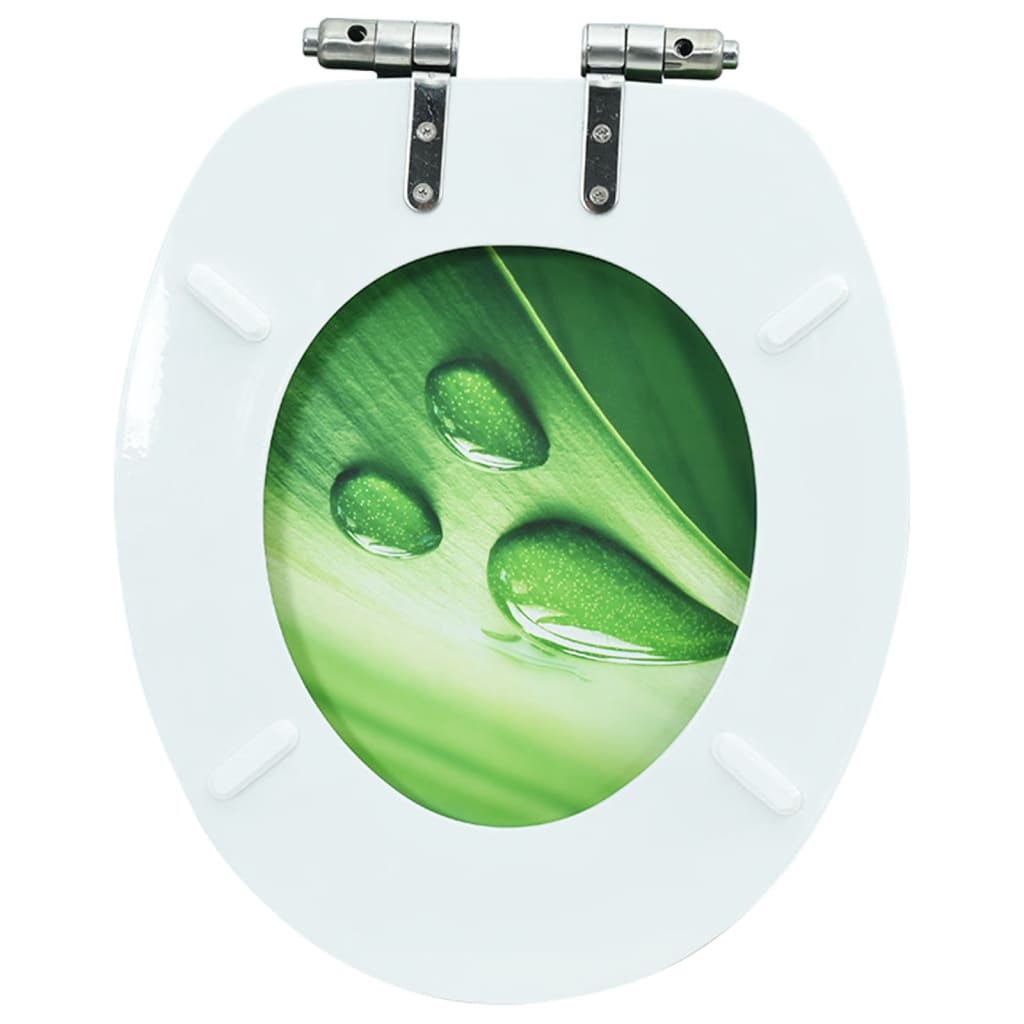 MDF Toilet Seat Lid - Green Water Drop Design