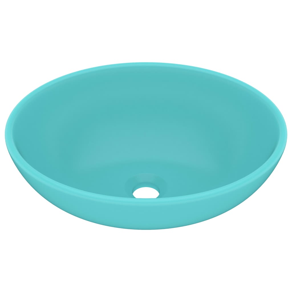 Luxury Basin Oval-shaped Matt Light Green 40x33 cm Ceramic