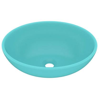 Luxury Basin Oval-shaped Matt Light Green 40x33 cm Ceramic