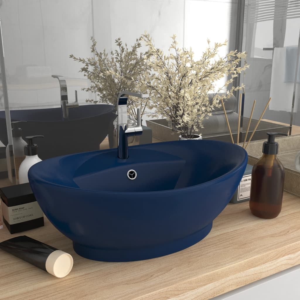 Luxury Ceramic Basin Overflow, Oval - Various Matt Colours