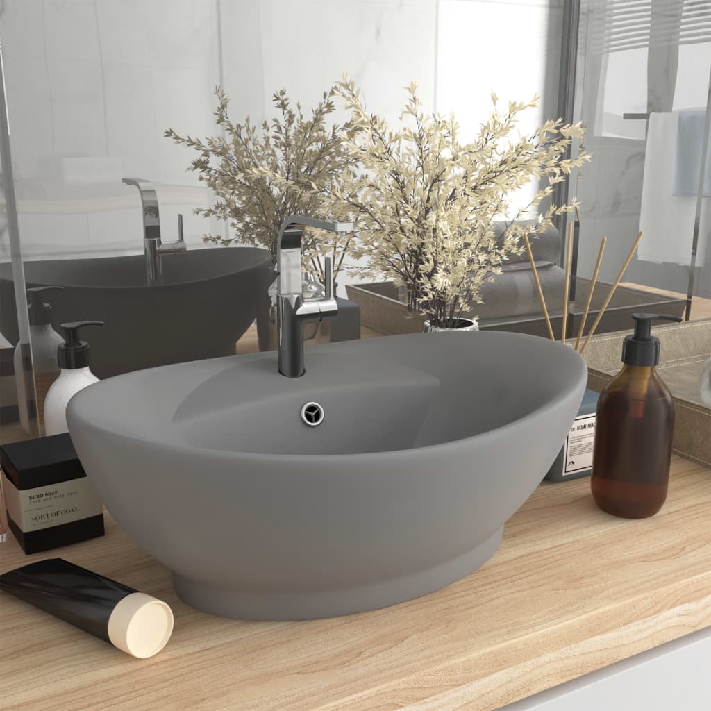 Luxury Ceramic Basin Overflow, Oval - Various Matt Colours