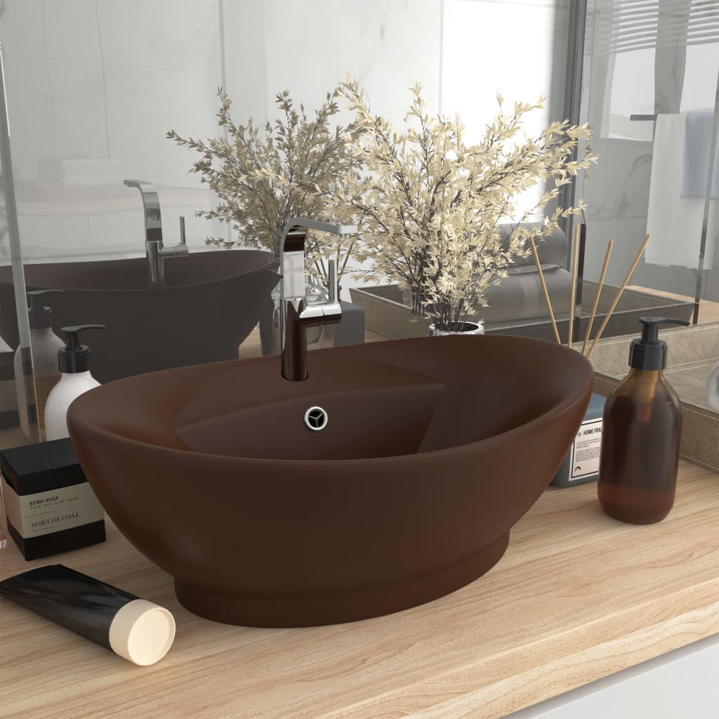 Luxury Ceramic Basin Overflow, Oval - Various Matt Colours