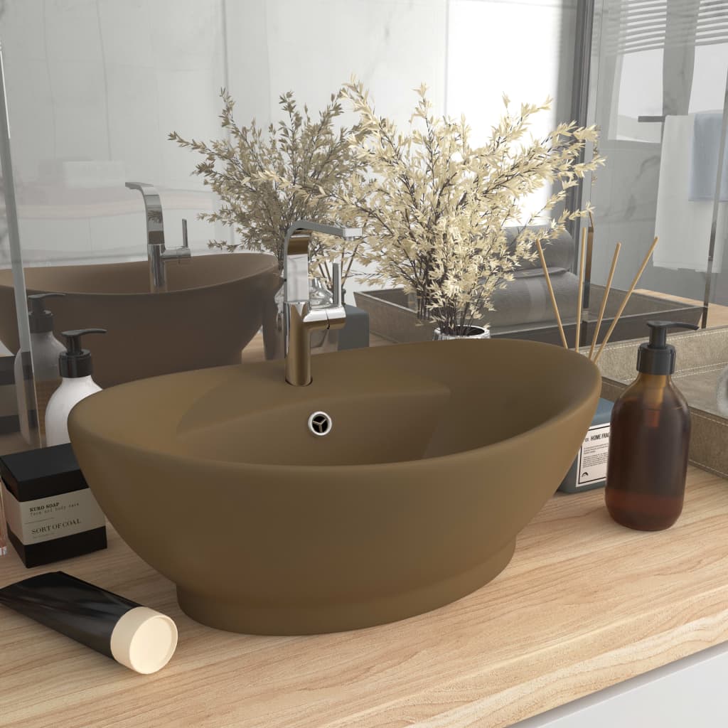 Luxury Ceramic Basin Overflow, Oval - Various Matt Colours