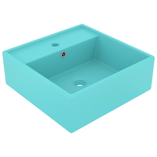 Luxury Basin Overflow Square Matt Light Green 41x41 cm Ceramic