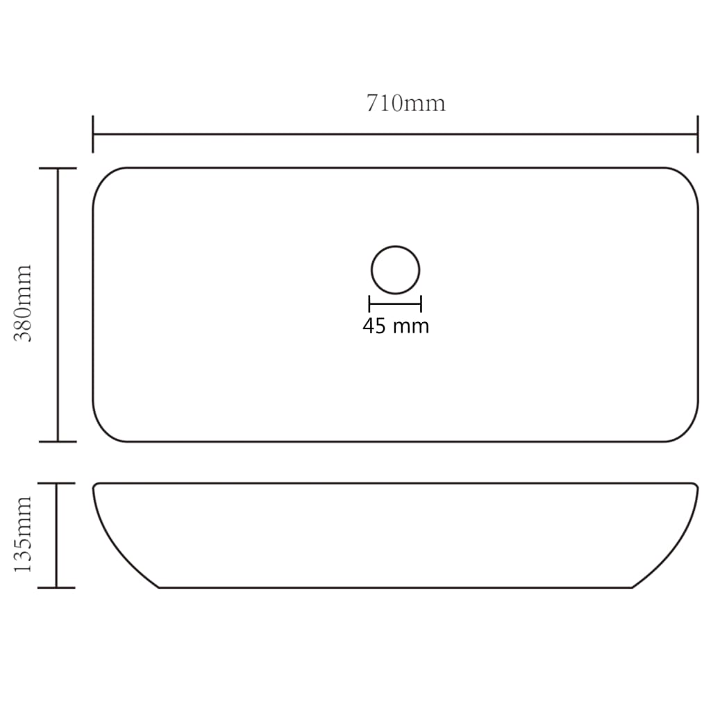 Luxury Ceramic Basin, Rectangular - Various Matt Colours