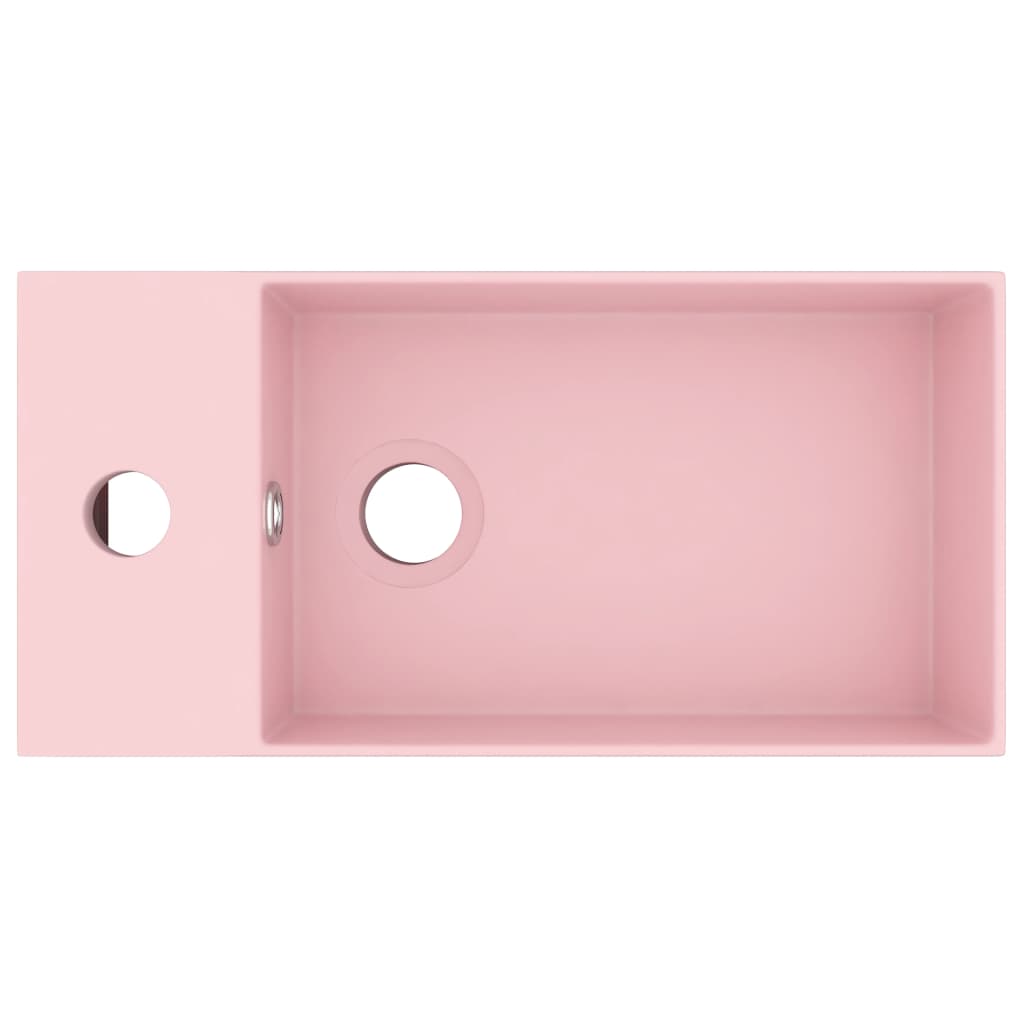 Bathroom Sink with Overflow Ceramic Matt Pink - Bend