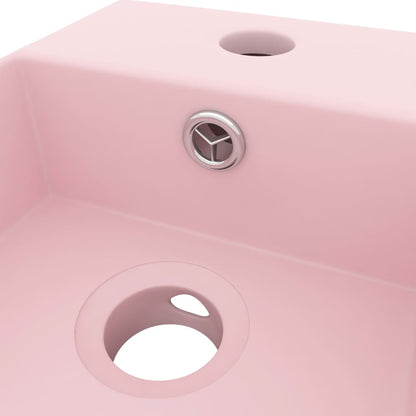 Bathroom Sink with Overflow Ceramic Matt Pink - Bend