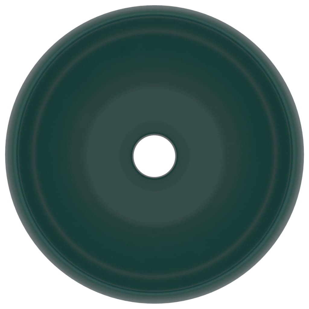 Luxury Wash Basin Round Matt Dark Green 40x15 cm Ceramic - Bend