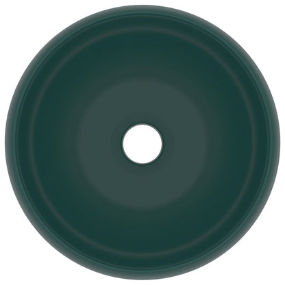 Luxury Wash Basin Round Matt Dark Green 40x15 cm Ceramic - Bend