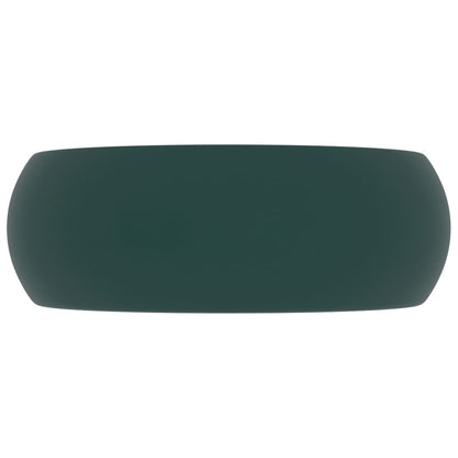 Luxury Wash Basin Round Matt Dark Green 40x15 cm Ceramic - Bend