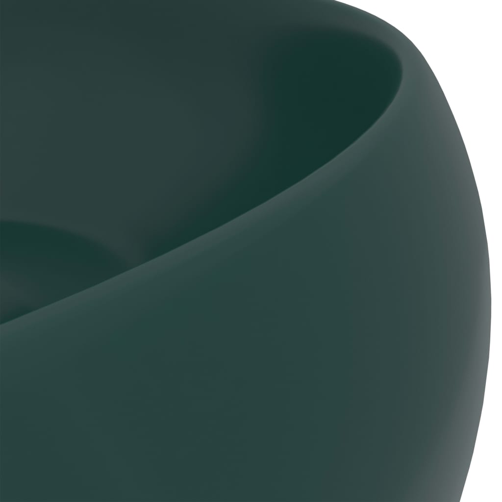 Luxury Wash Basin Round Matt Dark Green 40x15 cm Ceramic - Bend