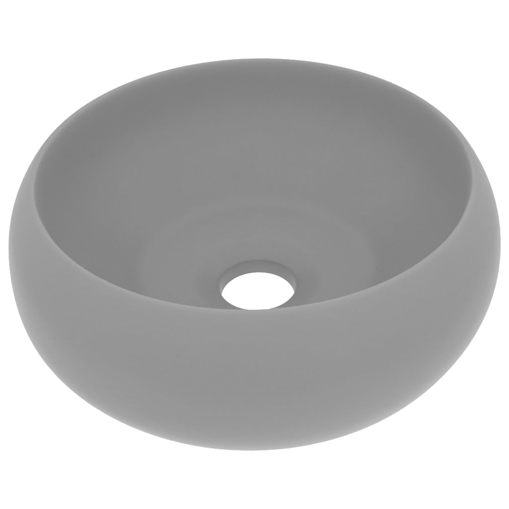 Luxury Wash Basin Round Matt Light Grey 40x15 cm Ceramic - Bend