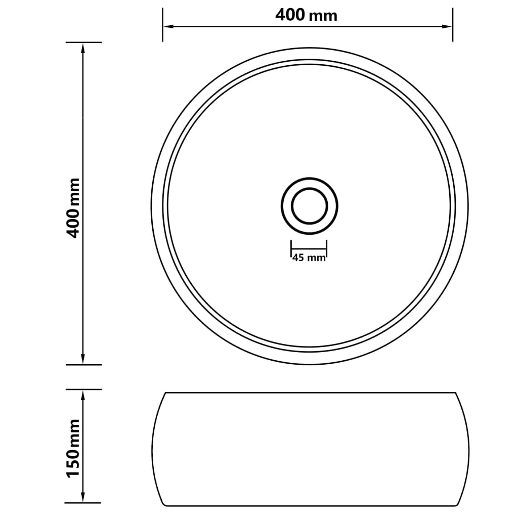 Luxury Wash Basin Round Matt Light Grey 40x15 cm Ceramic - Bend