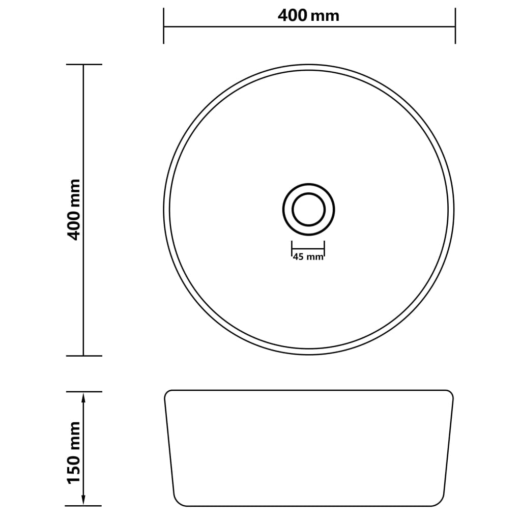 Luxury Wash Basin Round Matt Dark Blue 40x15 cm Ceramic - Bend