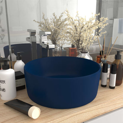 Luxury Wash Basin Round Matt Dark Blue 40x15 cm Ceramic - Bend