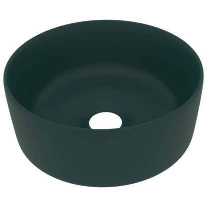 Luxury Wash Basin Round Matt Dark Green 40x15 cm Ceramic - Bend