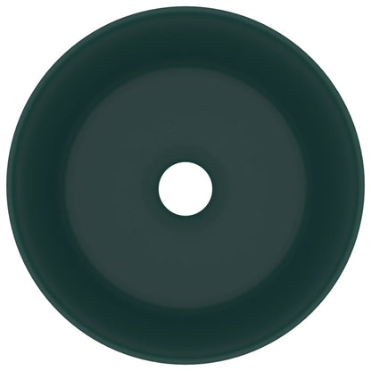 Luxury Wash Basin Round Matt Dark Green 40x15 cm Ceramic - Bend