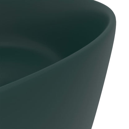 Luxury Wash Basin Round Matt Dark Green 40x15 cm Ceramic - Bend