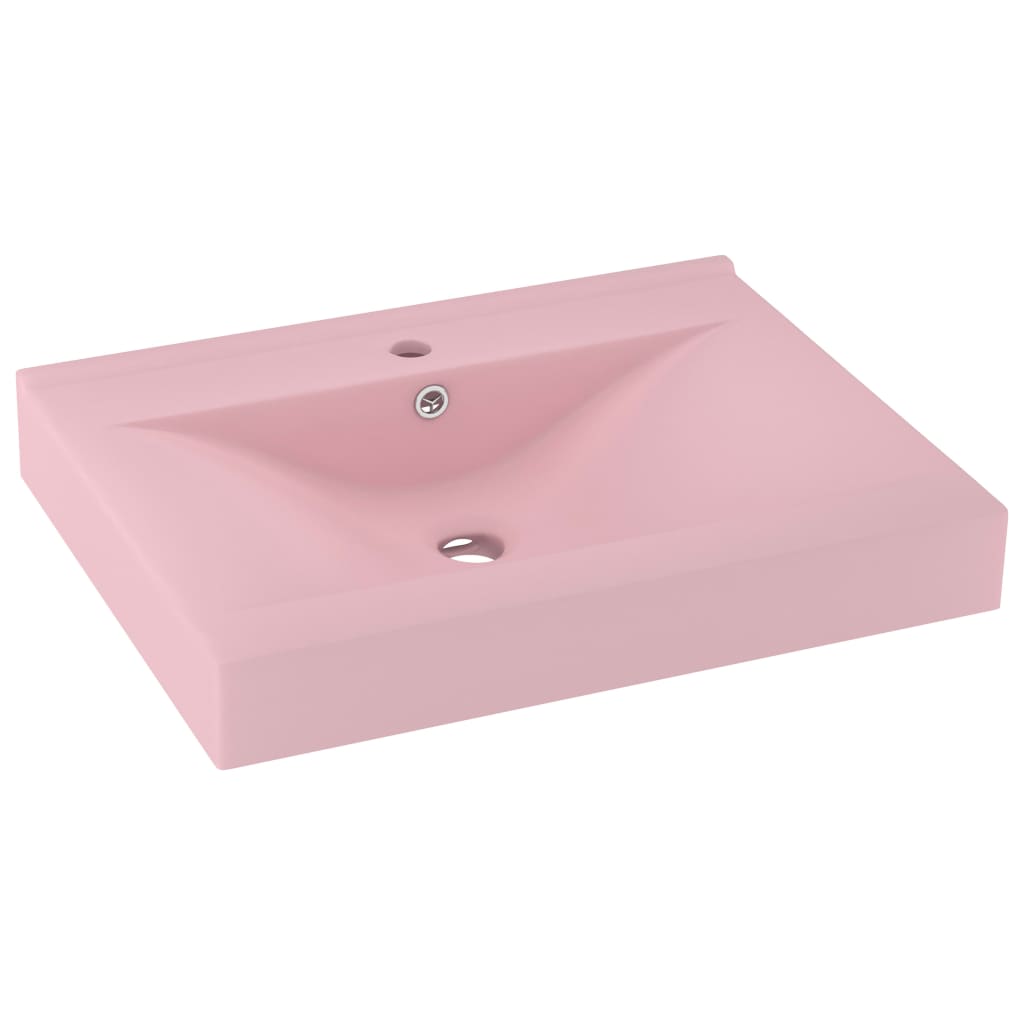 Luxury Basin with Faucet Hole Matt Pink 60x46 cm Ceramic - Bend