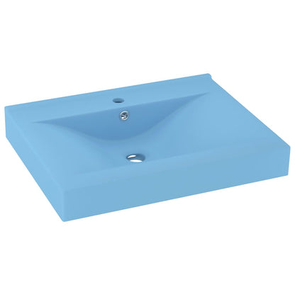 Luxury Basin with Faucet Hole Matt Light Blue 60x46 cm Ceramic