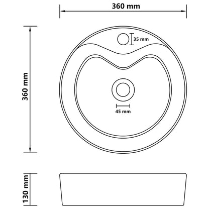 Luxury Wash Basin with Overflow Matt White 36x13 cm Ceramic