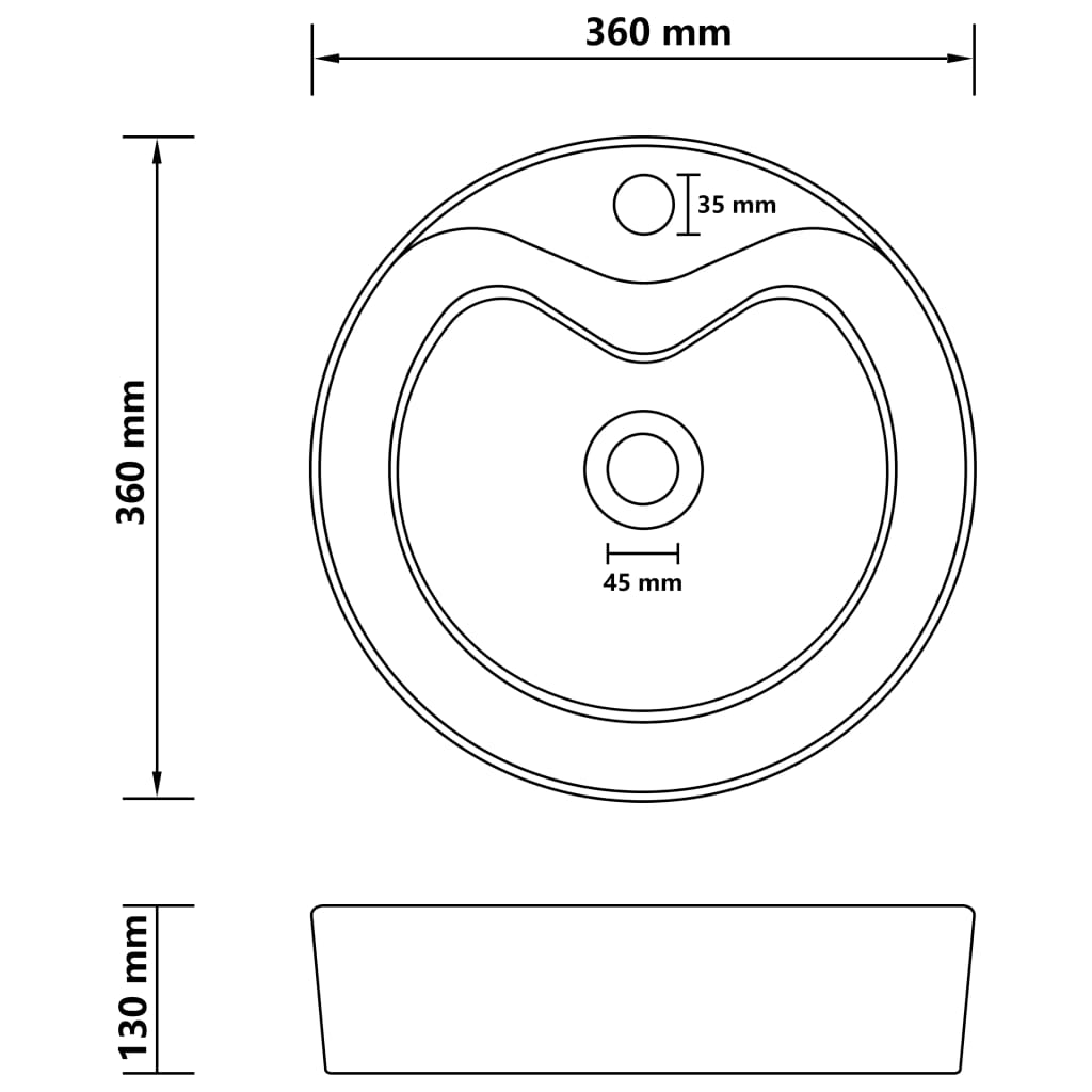 Ceramic Wash Basin with Overflow - Various Finishes