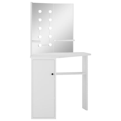 Corner Dressing Table Make-up Table with LED Light White - Bend