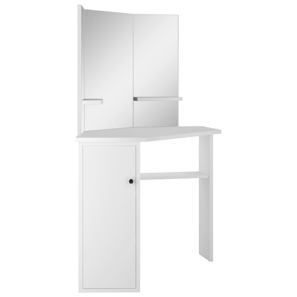 Corner Dressing Table Cosmetic Table Make-up Table White - Bend