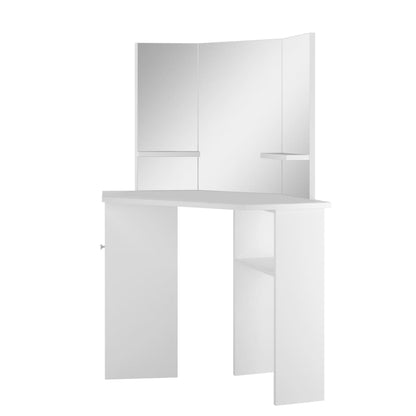 Corner Dressing Table Cosmetic Table Make-up Table White - Bend