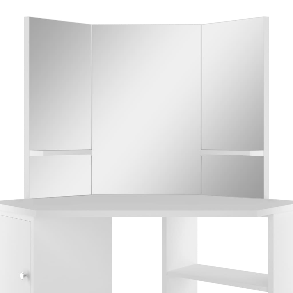 Corner Dressing Table Cosmetic Table Make-up Table White - Bend