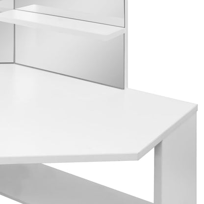 Corner Dressing Table Cosmetic Table Make-up Table White - Bend