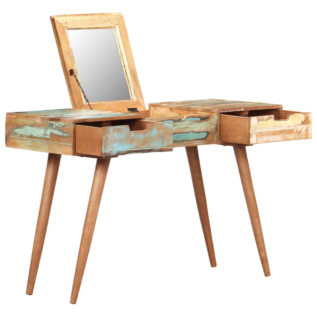 Dressing Table with Mirror 112x45x76 cm Solid Reclaimed Wood - Bend