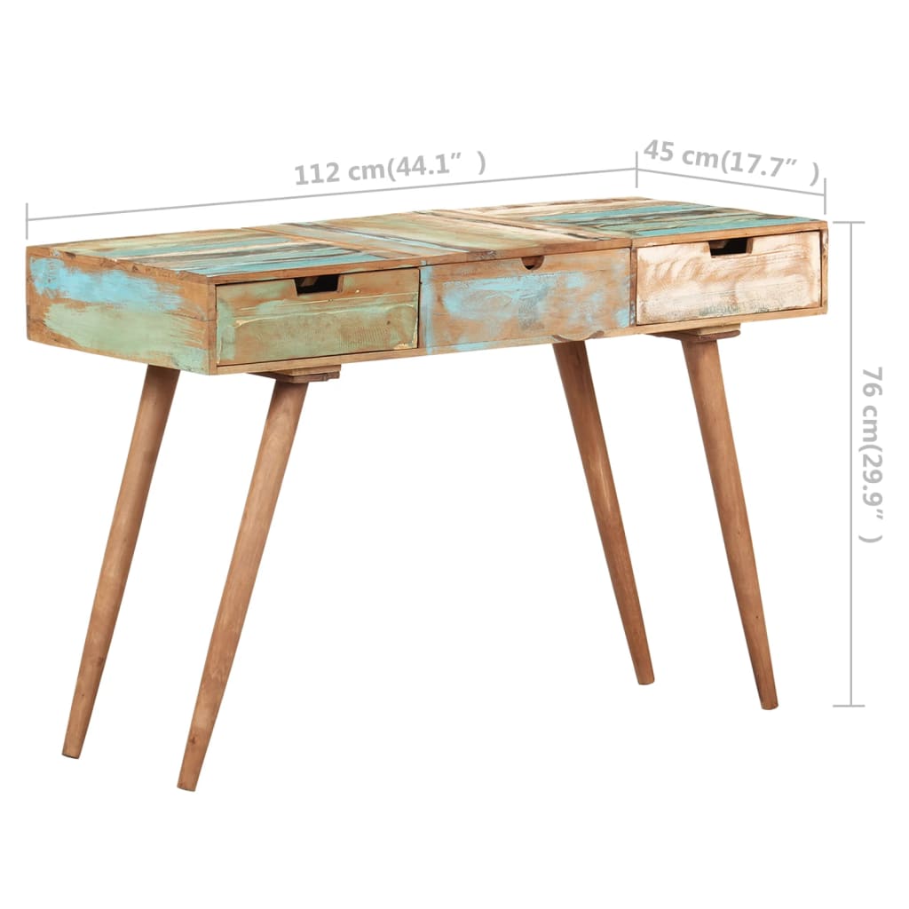 Dressing Table with Mirror 112x45x76 cm Solid Reclaimed Wood - Bend