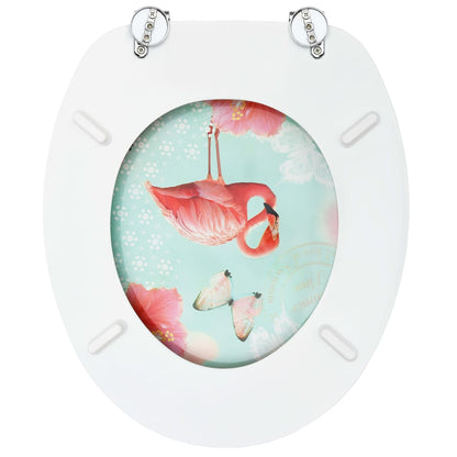 WC Toilet Seats with Lid 2 pcs MDF Flamingo Design