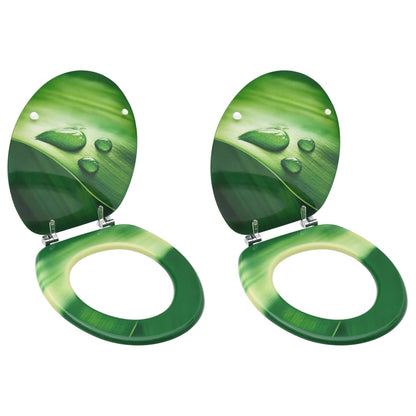 MDF Toilet Seat Lid - Green Water Drop Design