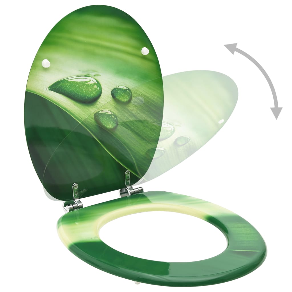 MDF Toilet Seat Lid - Green Water Drop Design