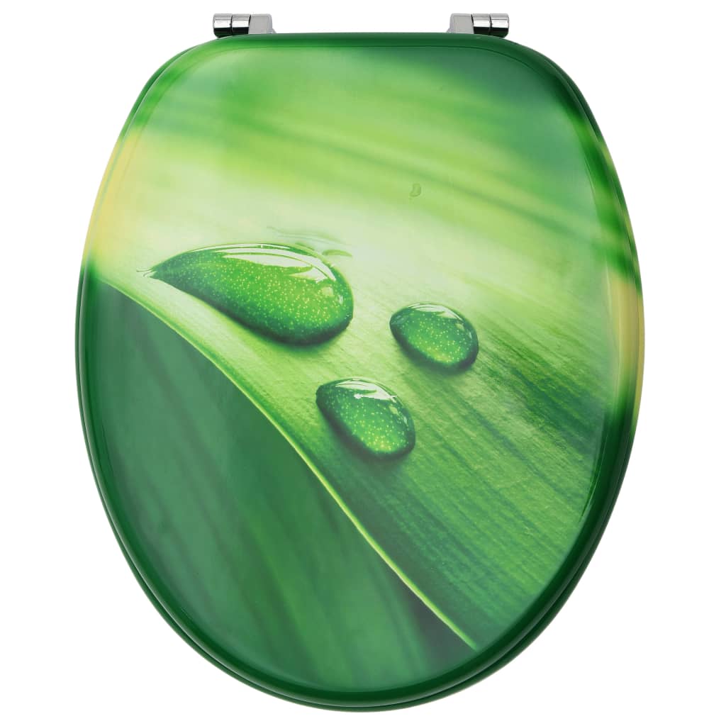 MDF Toilet Seat Lid - Green Water Drop Design