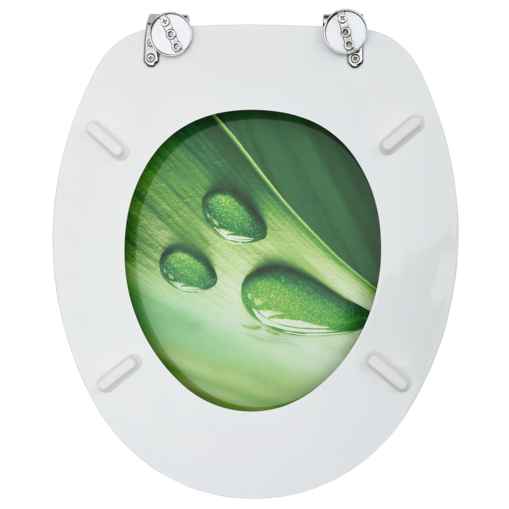 MDF Toilet Seat Lid - Green Water Drop Design