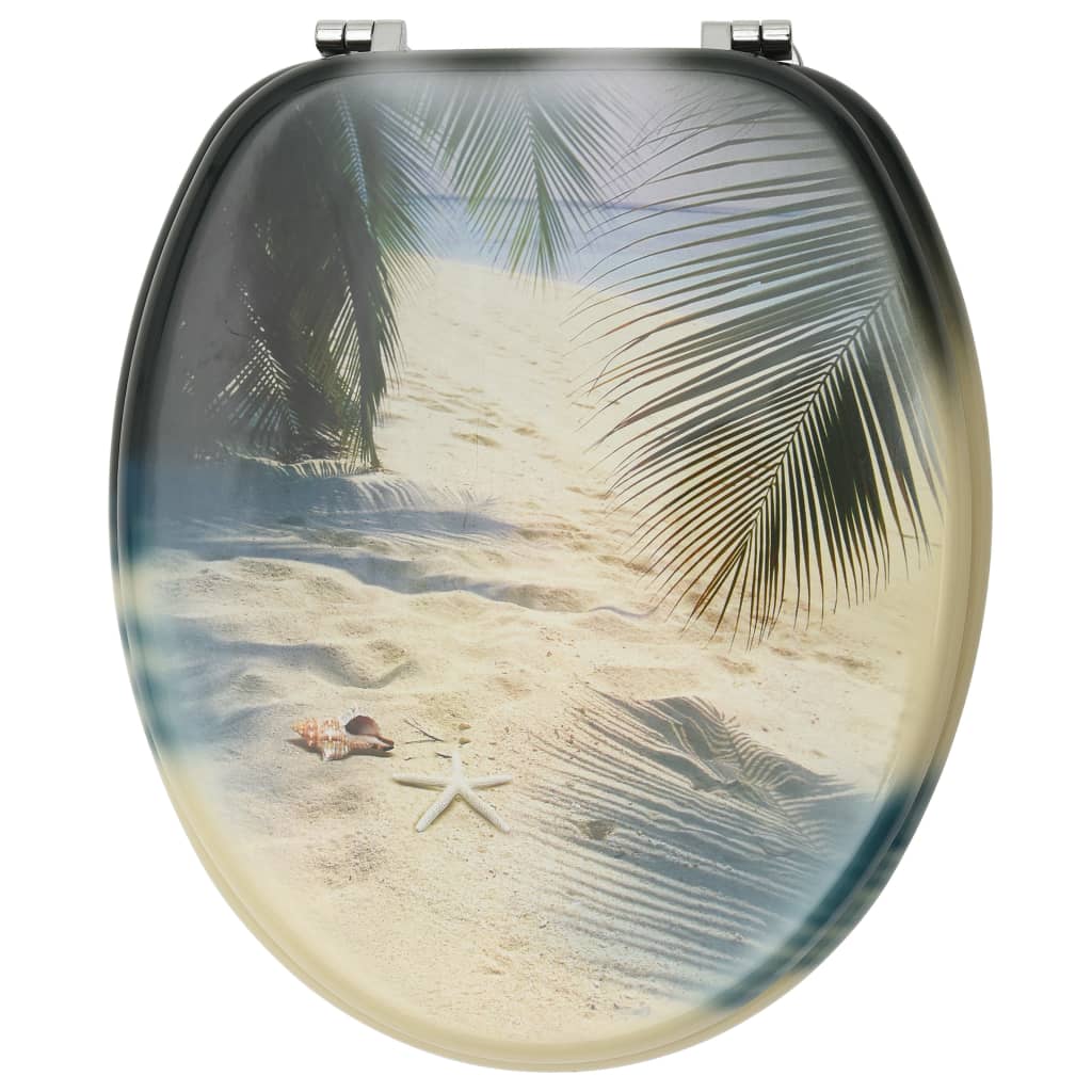 WC Toilet Seats with Lid 2 pcs MDF Beach Design