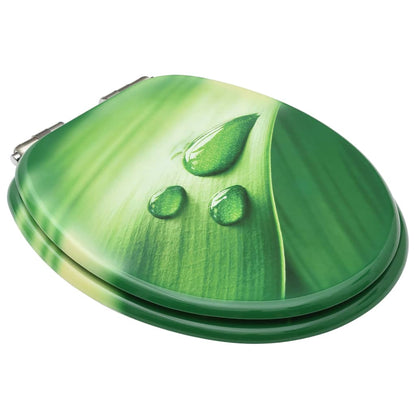 MDF Toilet Seat Lid - Green Water Drop Design