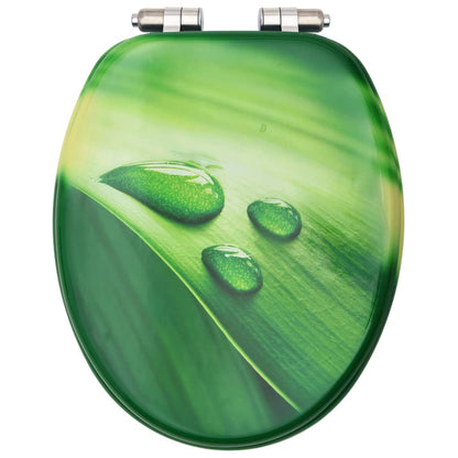 MDF Toilet Seat Lid - Green Water Drop Design