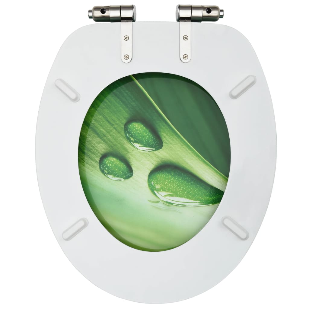 MDF Toilet Seat Lid - Green Water Drop Design