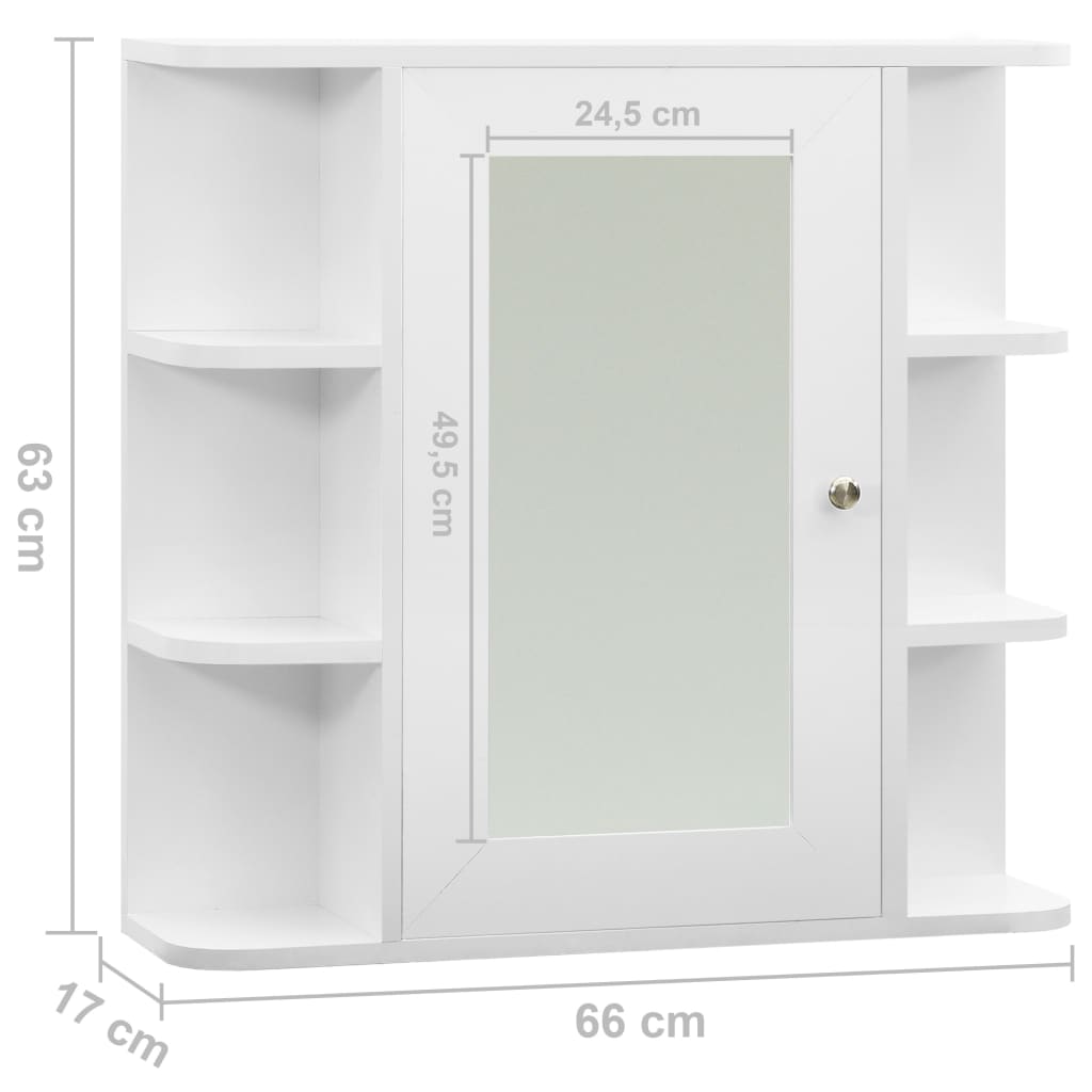 Bathroom Mirror Cabinet White 66x17x63 cm MDF - Bend