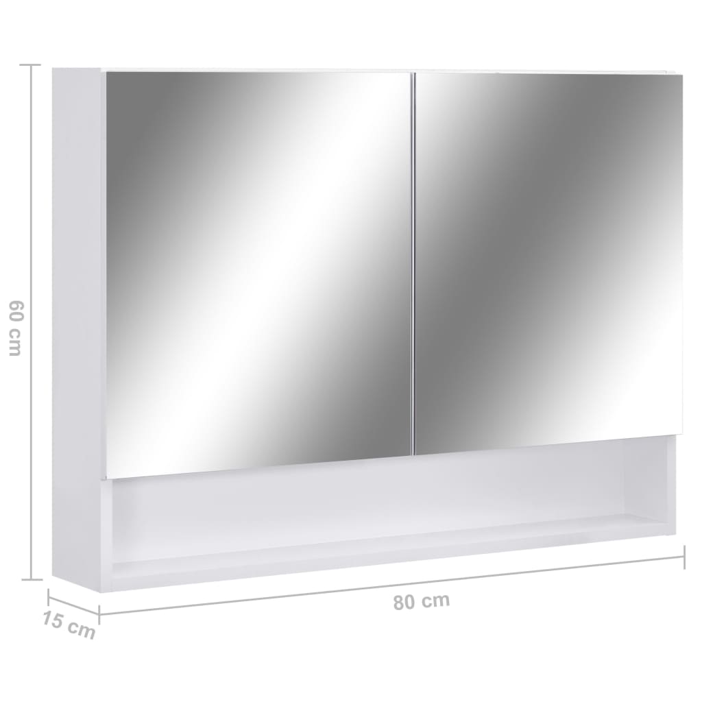 LED Bathroom Mirror Cabinet White 80x15x60 cm MDF - Bend