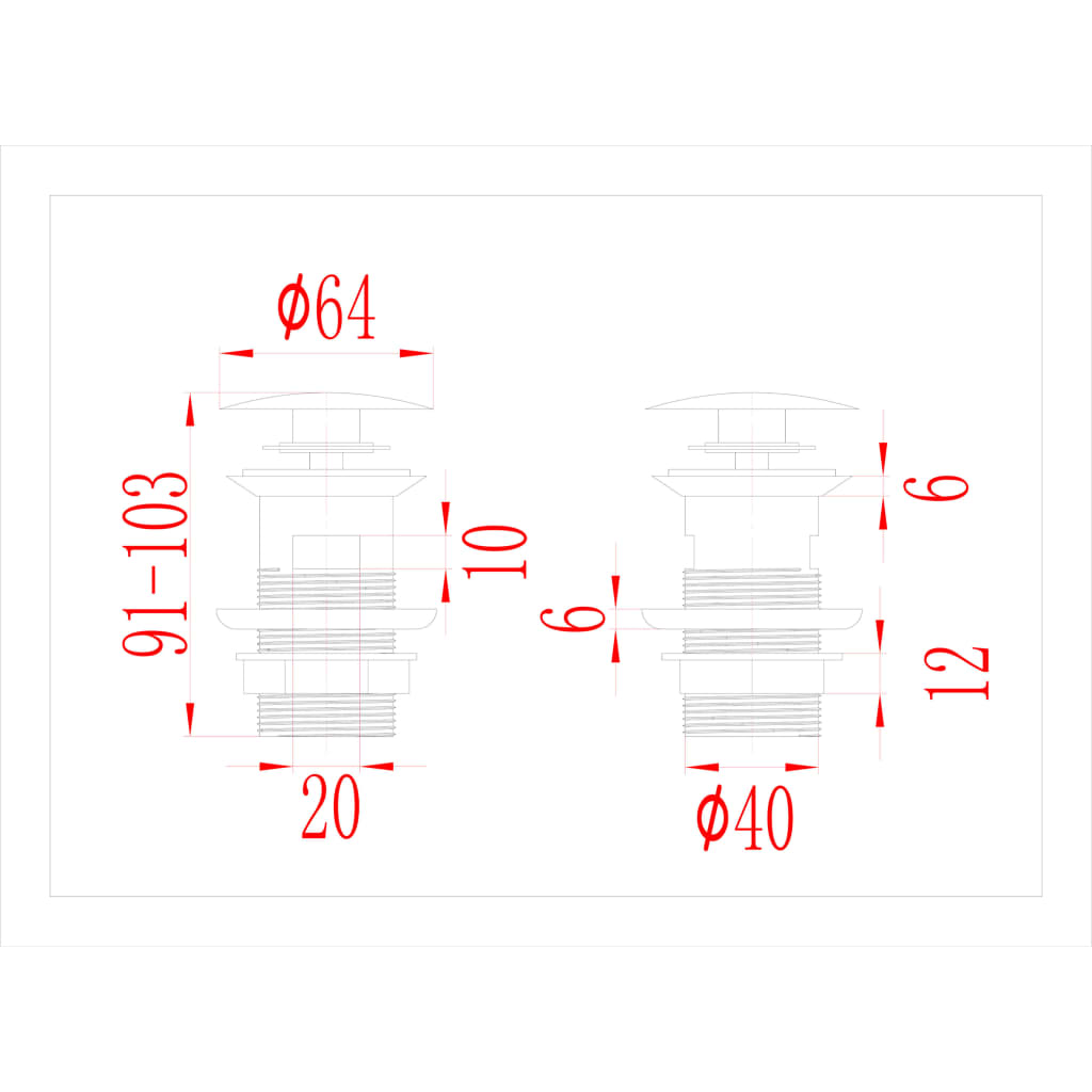 Push Drain with Overflow Function Chrome 6.4x6.4x9.1 cm - Bend